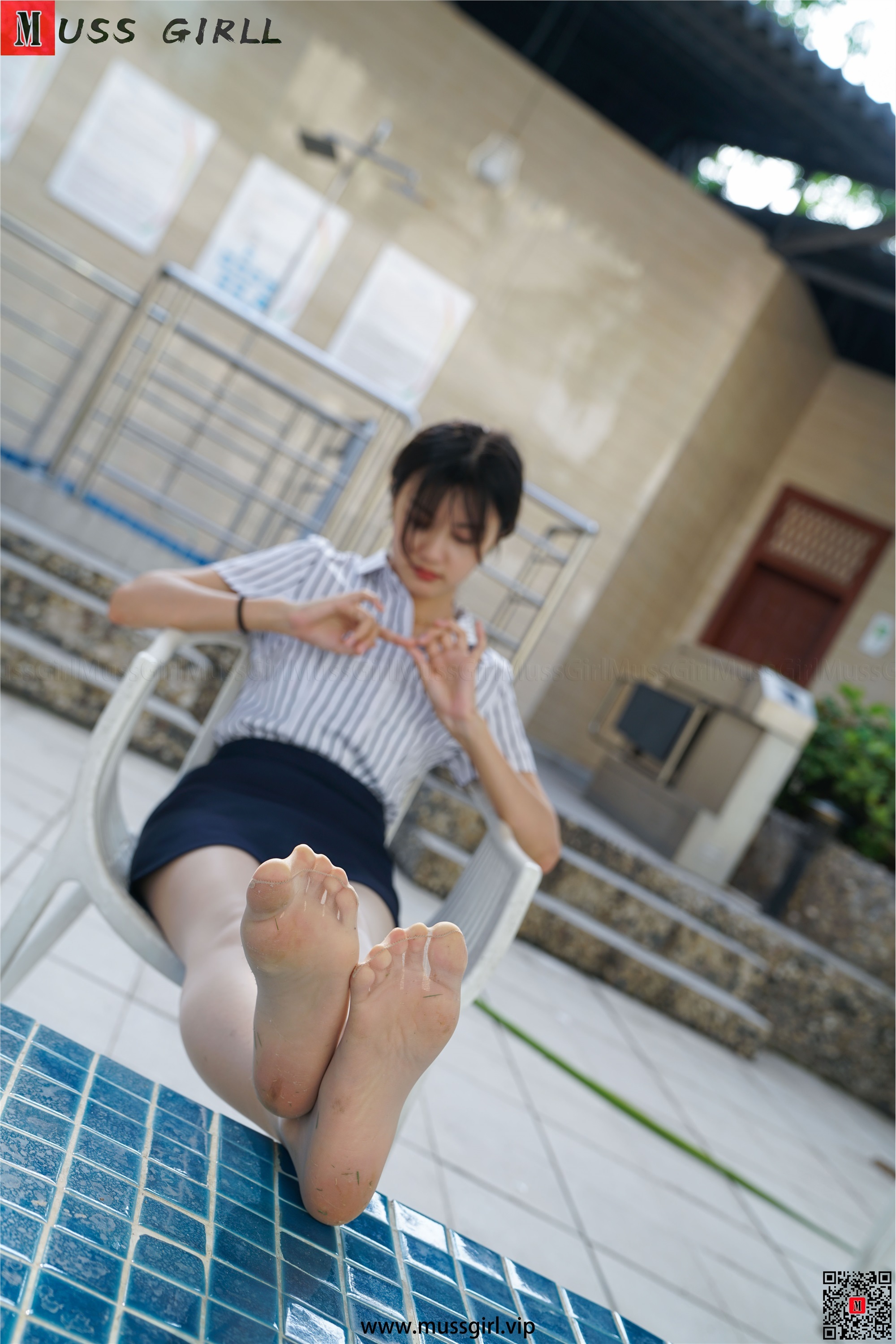 MussGirl慕丝女郎  NO.219 白领条纹制服肉丝高跟